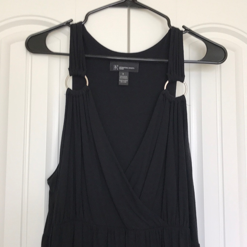 Black empire waist mini dress